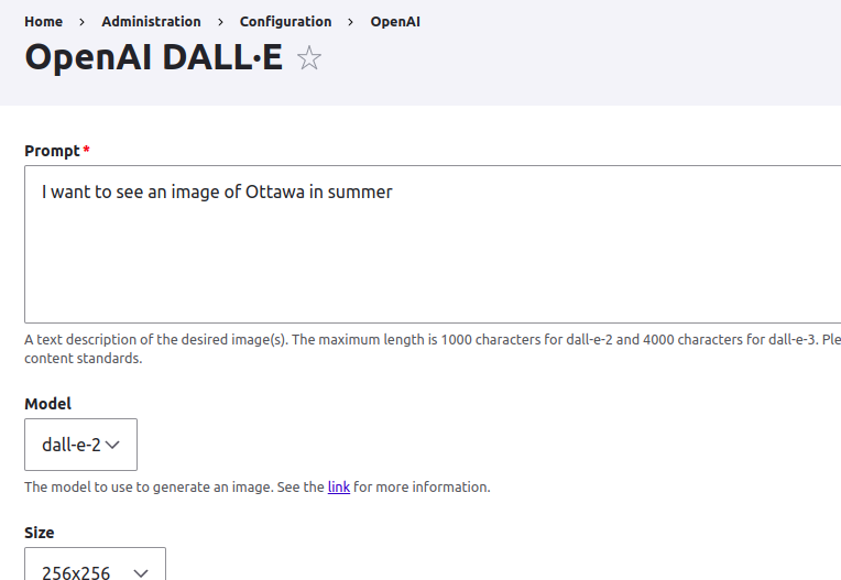 Screenshot of the OpenAI DALL-E form