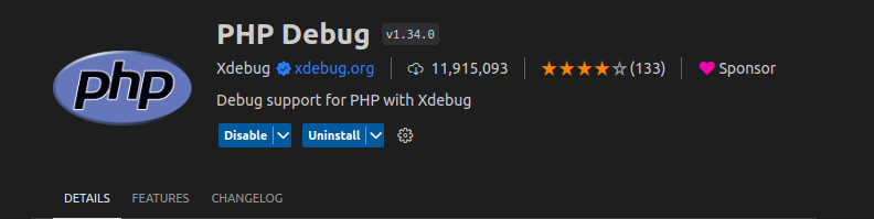 Image 13: Screenshot of the âPHP Debugâ plugin information page