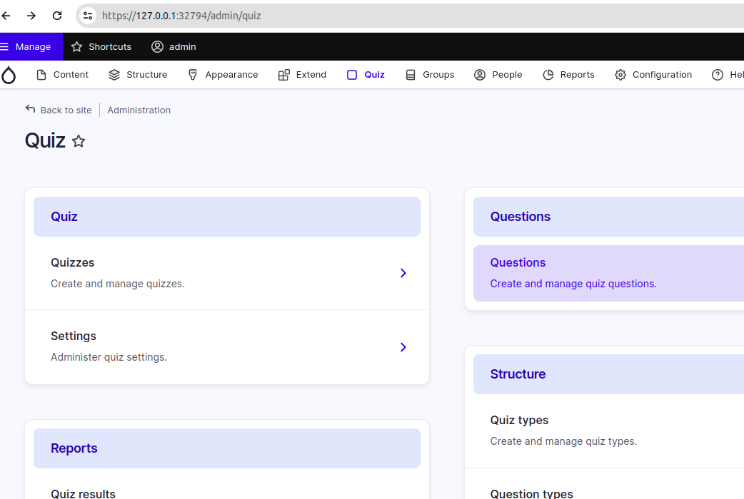 Quiz Admin Page