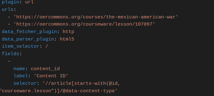 YAML snippet for migrating HTML pages