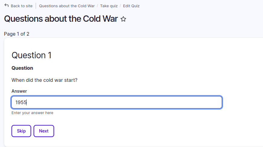 Question 1 form