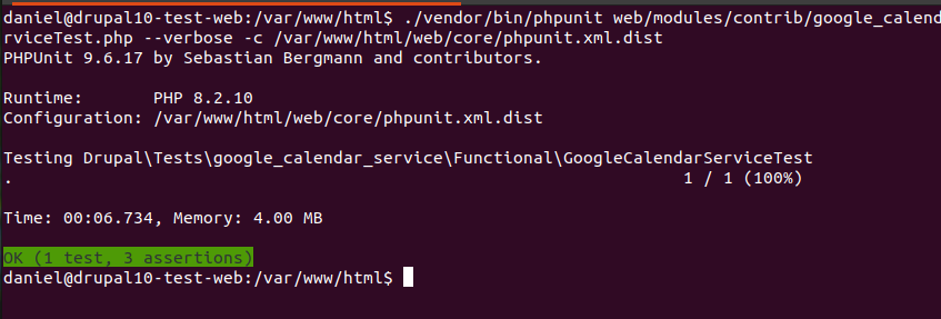 Execution of the Unit Test