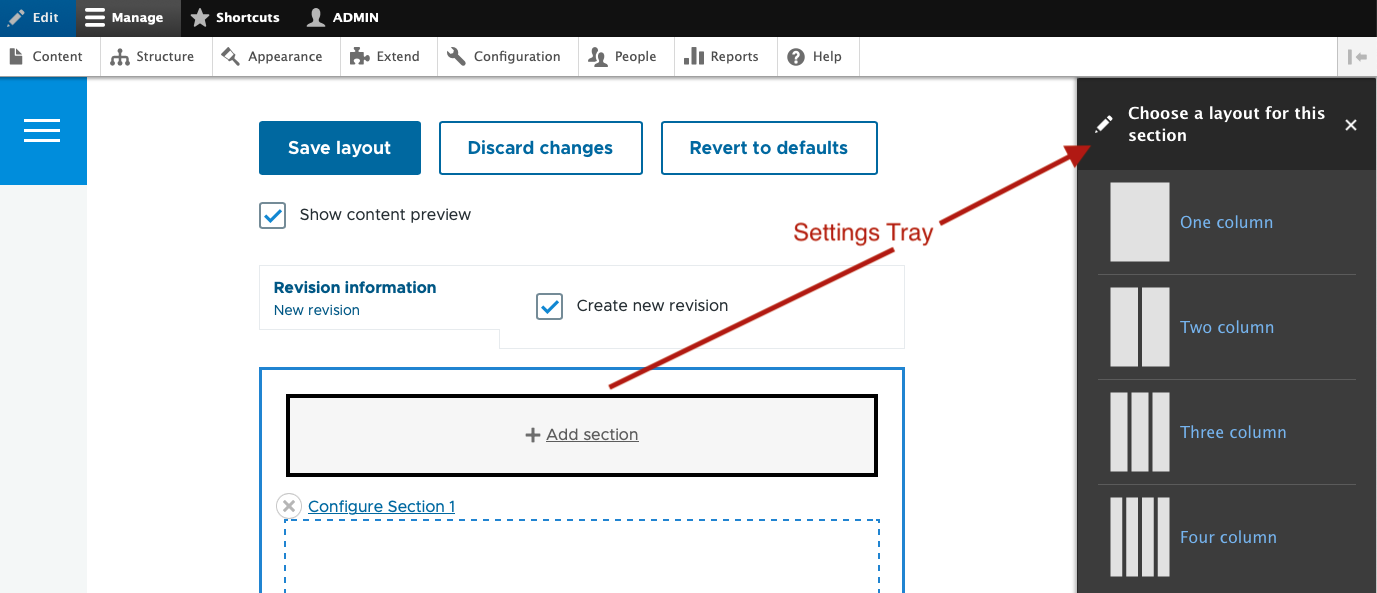 Drupal's Settings Tray