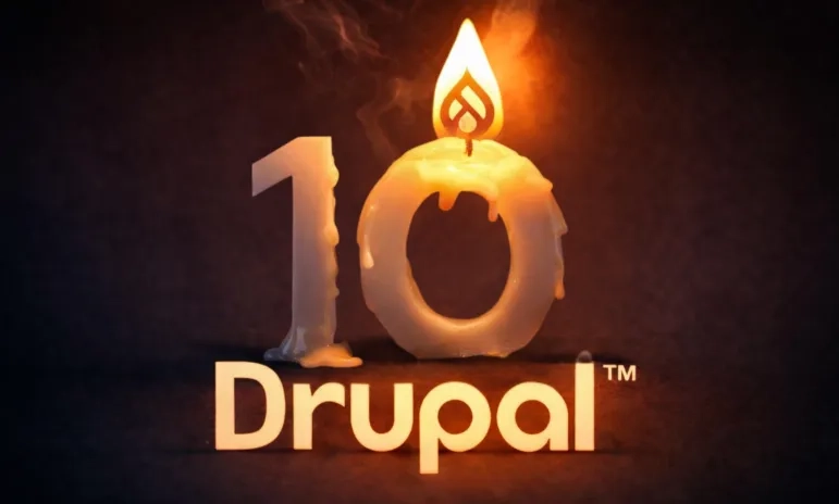 Drupal 10 logo shaped as a melting candle symbolizing the Drupal 10 end of life deadline