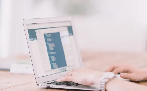 person using laptop