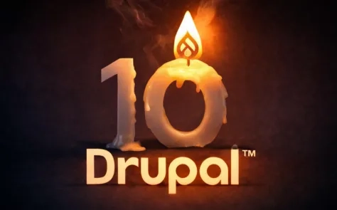 Drupal 10 logo shaped as a melting candle symbolizing the Drupal 10 end of life deadline